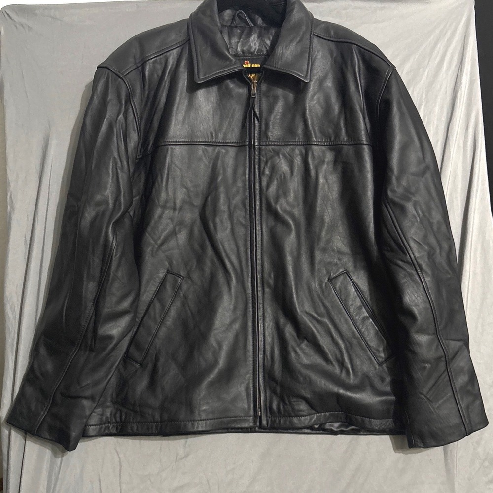 VTG Leather Jacket 2XL Black Gorpcore Biker Zip Up Insulated Moto Grunge Dark